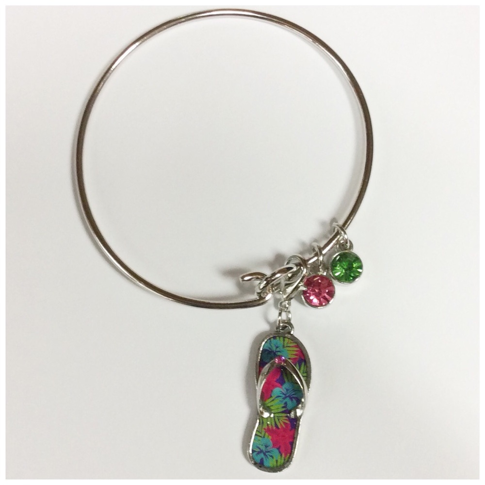 Flip Flop Charm Bracelet Silver-Tone